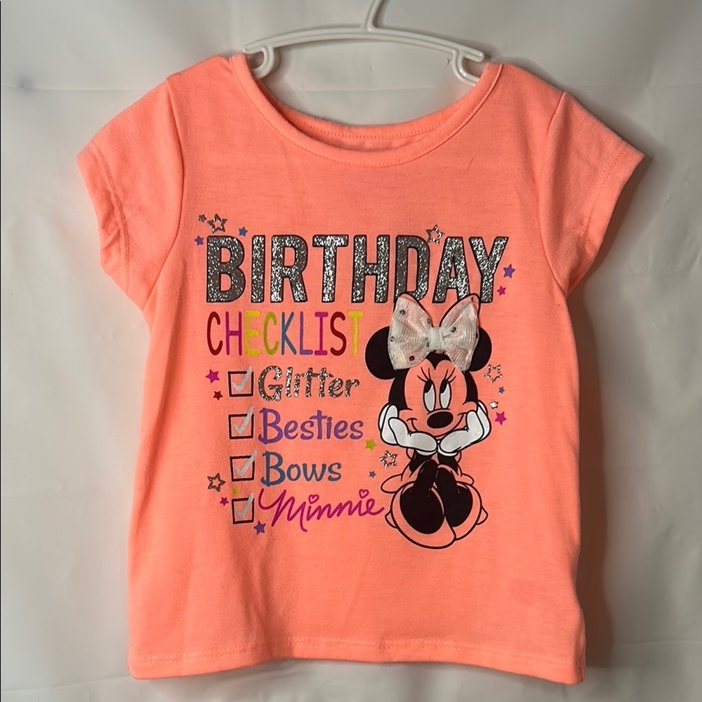 Disney pink Short Sleeve Tee kids 3T with Playful Graphic Birthday shirt